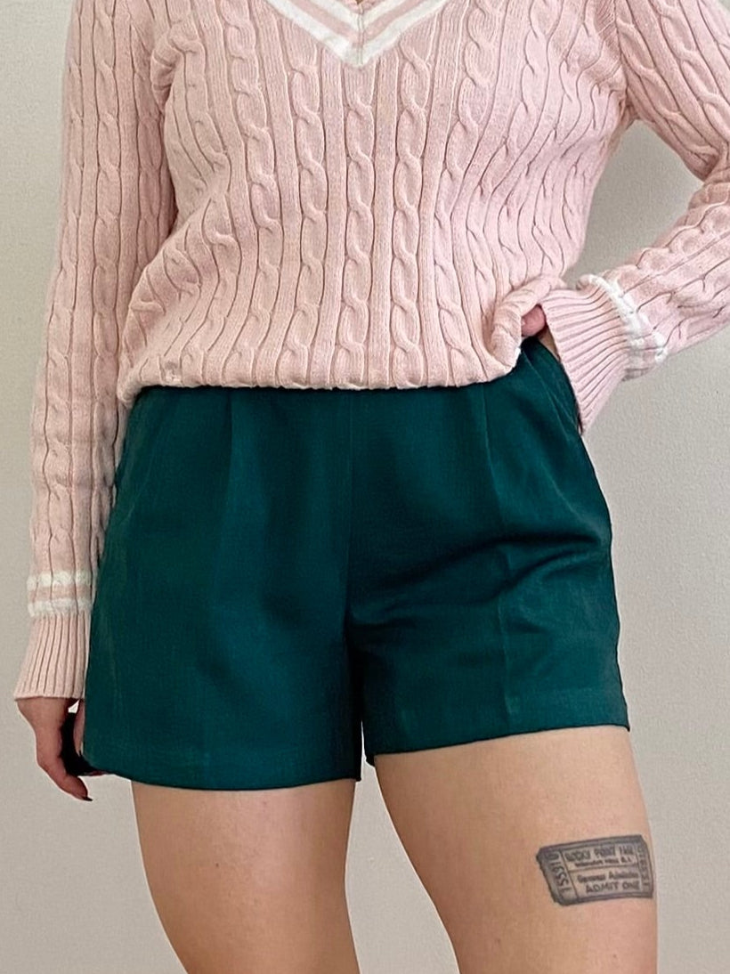 GREEN PLEATED SHORTS SIZE S/M