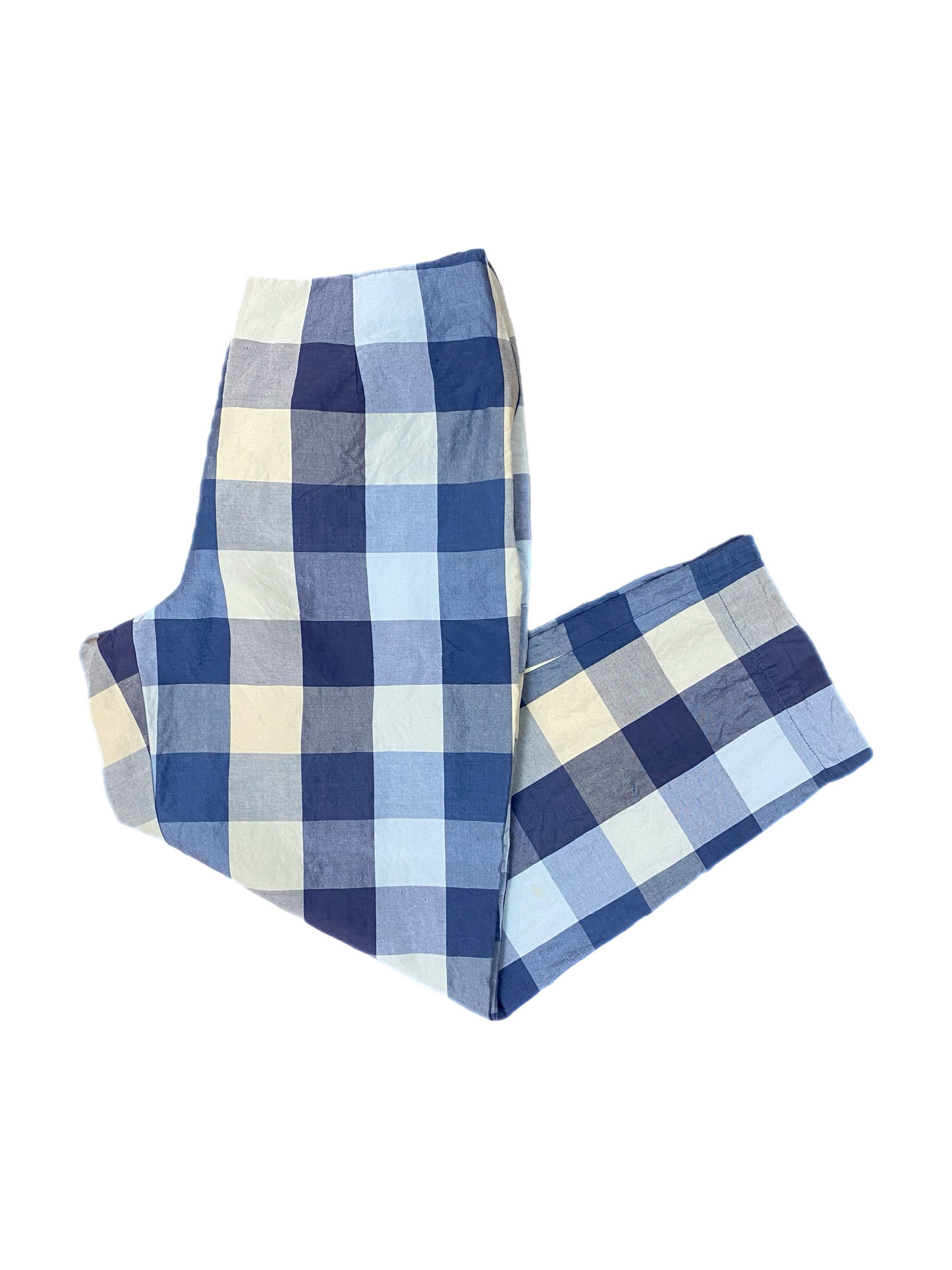 BLUE PLAID SILK CAPRIS SIZE 2