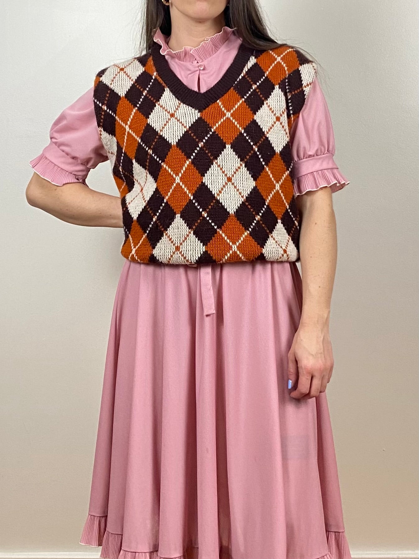 70S SHEER MAUVE DRESS SIZE 5