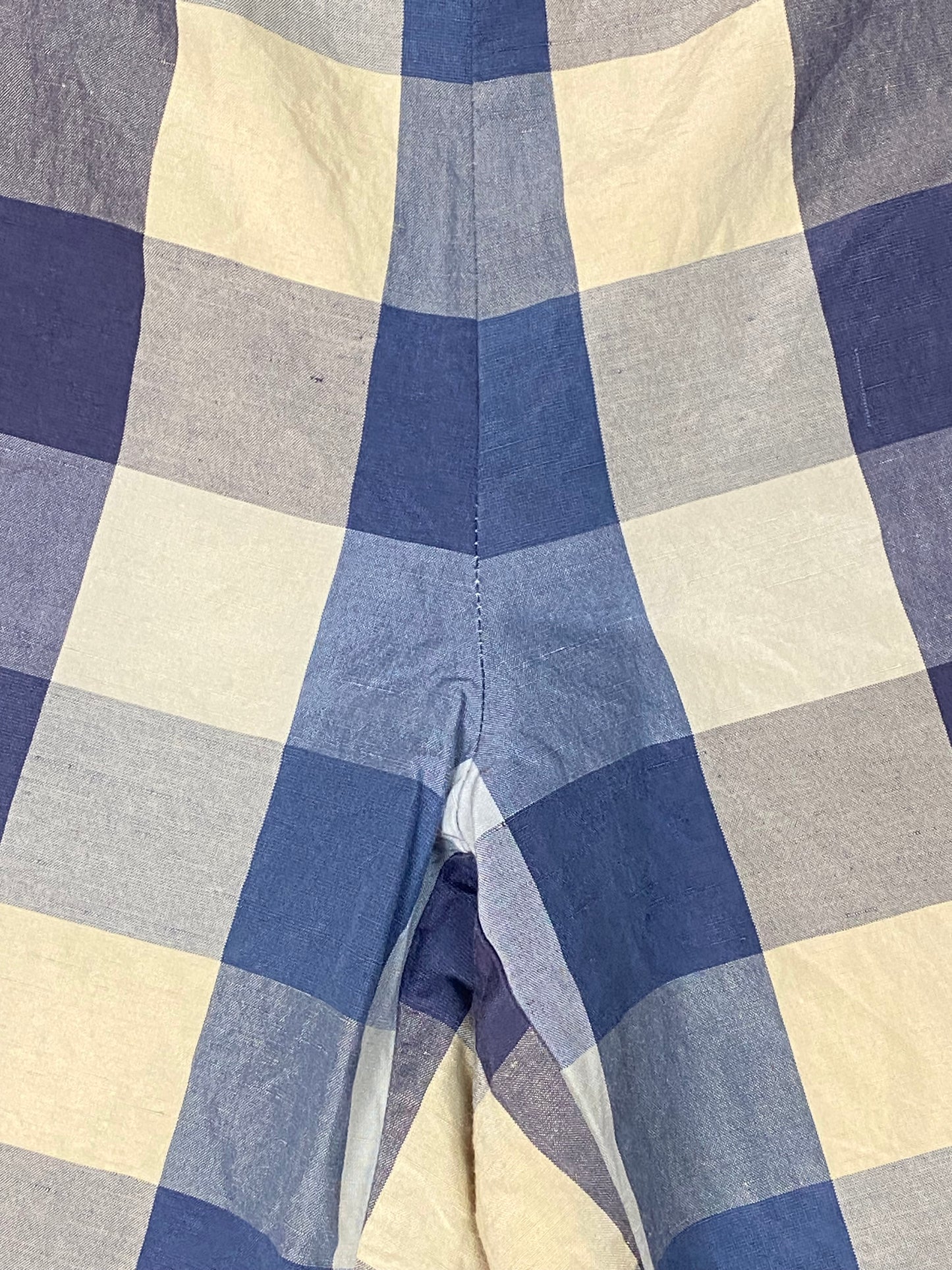 BLUE PLAID SILK CAPRIS SIZE 2