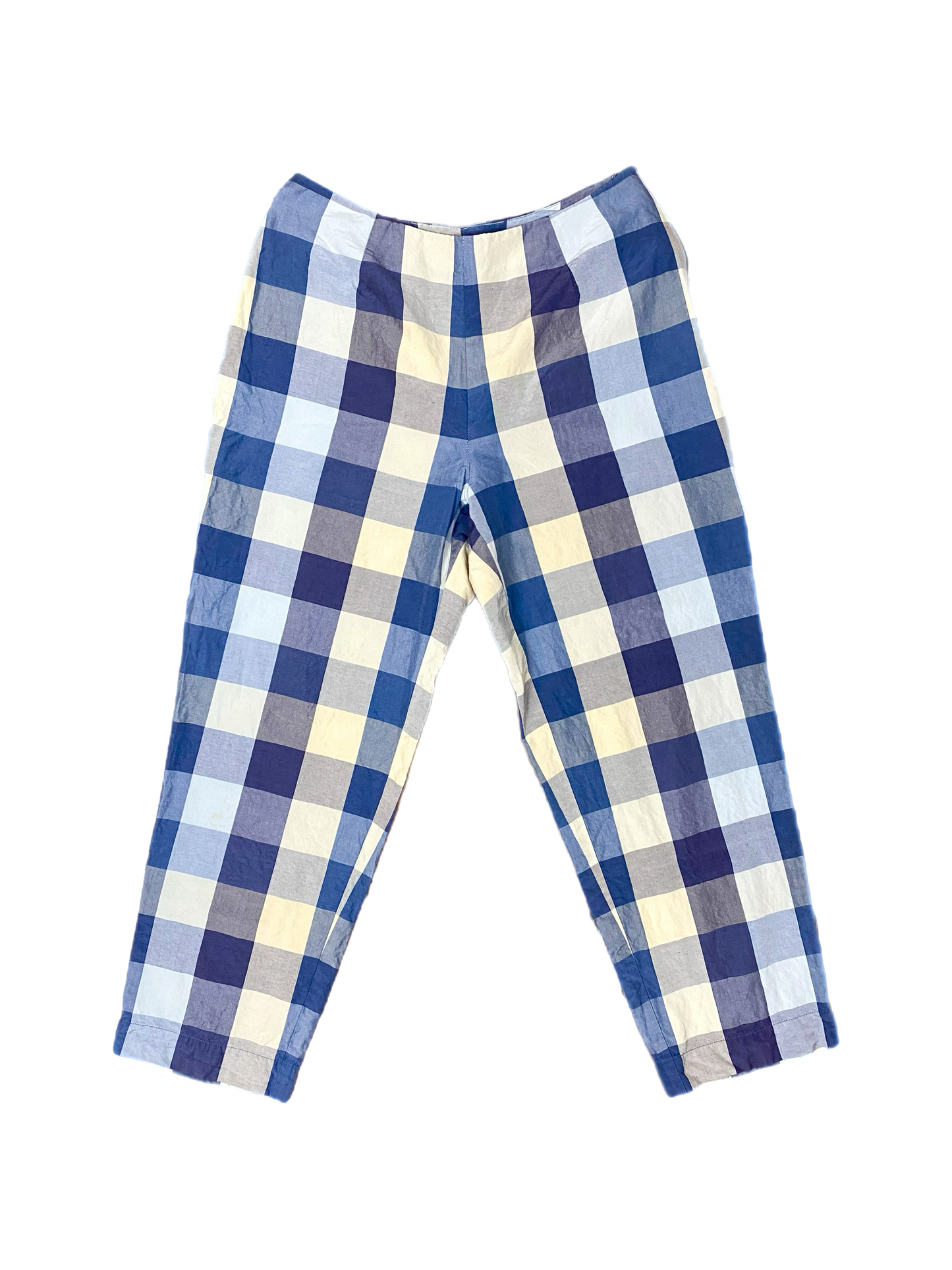 BLUE PLAID SILK CAPRIS SIZE 2