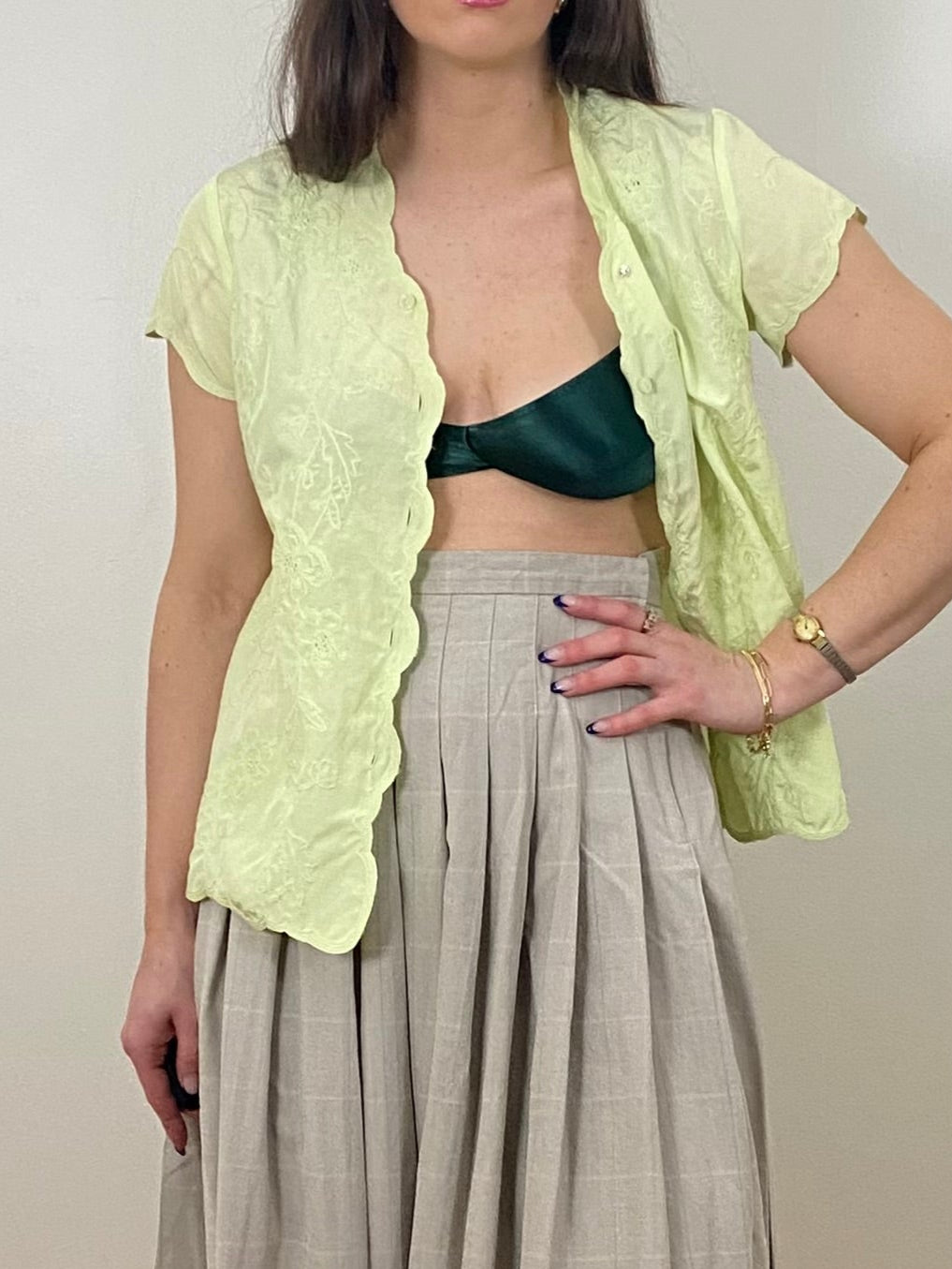 MINT GREEN EYELET BLOUSE