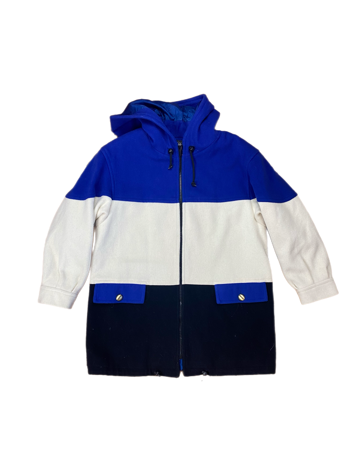 COLOR BLOCK WOOL COAT