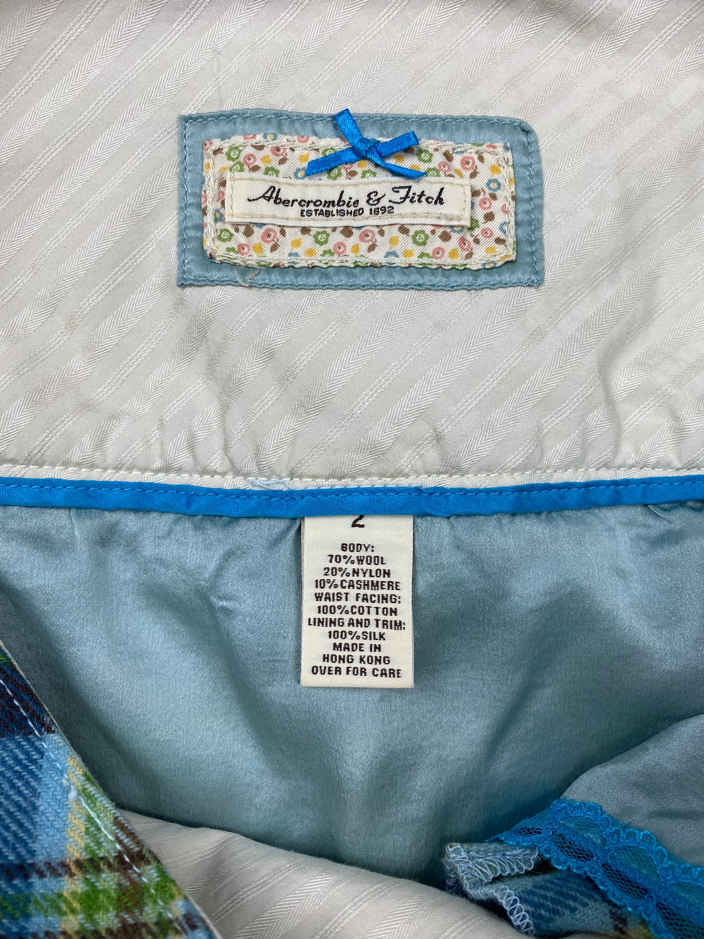 Y2K ABERCROMBIE WOOL MINI SKIRT SIZE 2