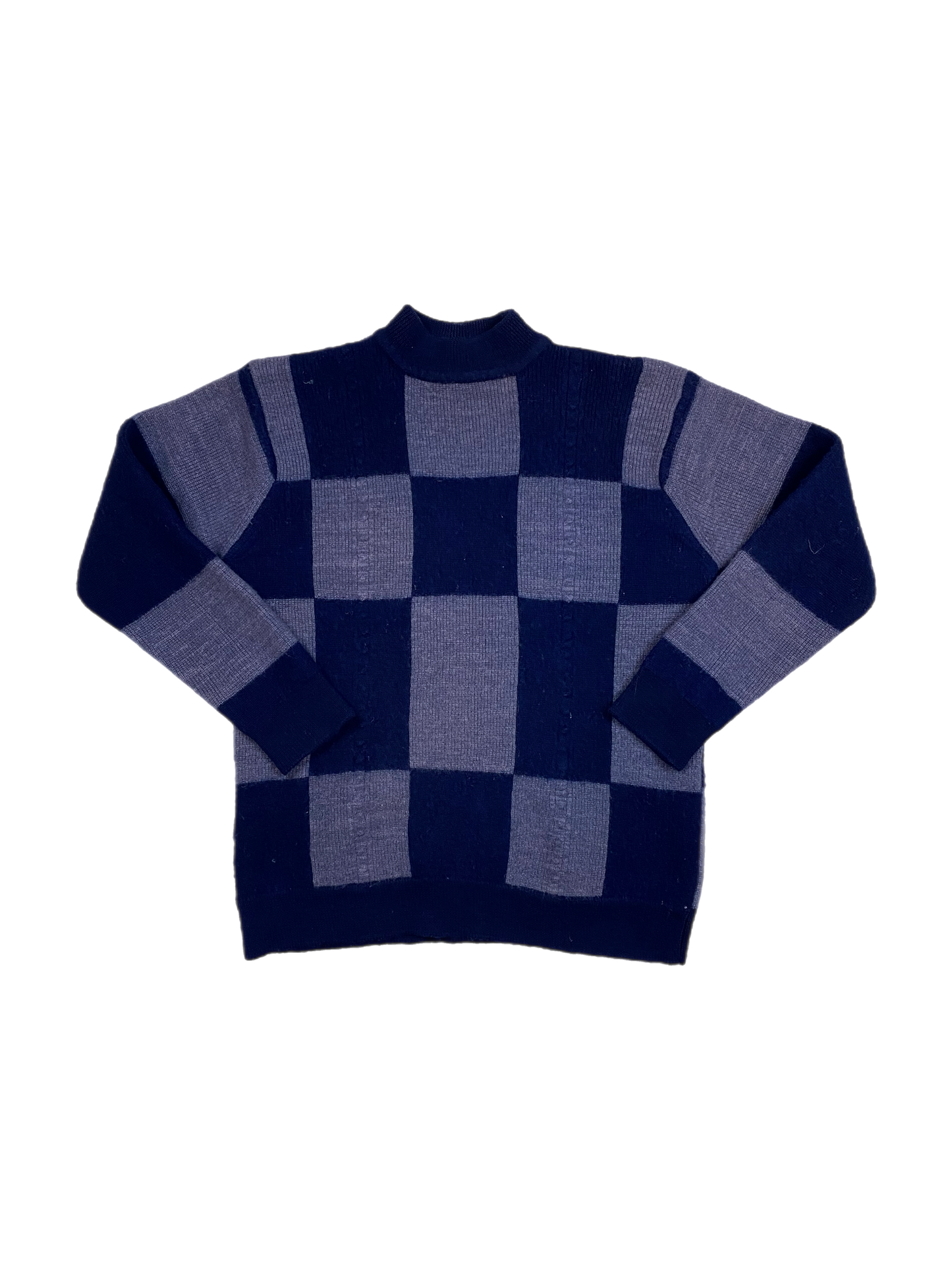 MOCK NECK CHECK WOOL SWEATER