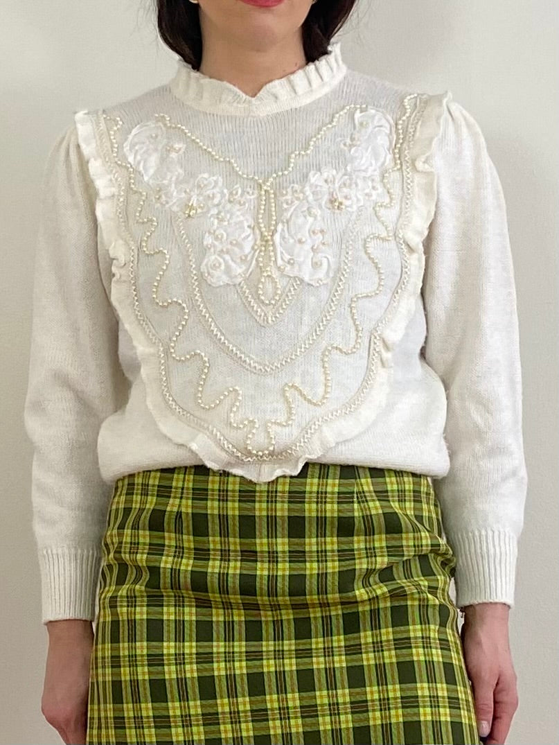 PEARL LACE CREAM SWEATER
